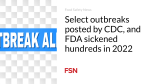 Select outbreaks posted by CDC, and FDA sickened hundreds in 2022
