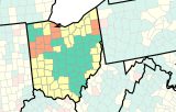 Cuyahoga County, most of Northeast Ohio yellow for moderate COVID-19 spread for third week: CDC map