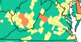 Parts of Virginia rank high, more of Central Virginia is medium, updated CDC map shows