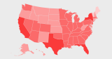 Map of confirmed cases by state