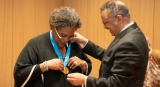PM Mottley accepts WHO Leadership Award on behalf of team