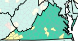 Majority of Virginia is low; 14 localities rank medium